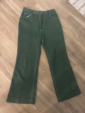 Vintage Dark Green Women's Wide-Leg Pants